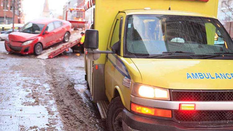 Car getting towed after accident